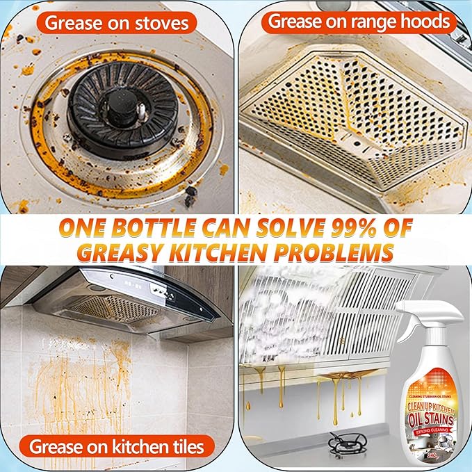 Clean Up Kitchen Oil Stains Spray,Kitchen Spray Cleaner,All-Purpose Cleaning Spray for Kitchens,Multi-purpose Oils Stain Cleaner,Clean Up Kitchens Oil Stains(240ml/8.45oz)