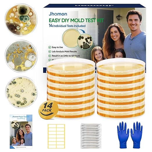 Mold Test Kit for Home, 14 Simple Mold Detectors with Detailed Mold Identification Guide, DIY Mold Testing Kit for Home Surfaces & Indoor Air Quality & HVAC & Car, Results in 48 Hours, 14PCS