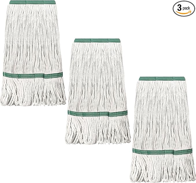 Eccliy 3 Pack Mop Heads Replacement Cotton String Mop Heads Heavy Loop Commercial Refills Replacement Bulk Heavy Duty Wet Refills for Home Industrial Commercial Floor Cleaning