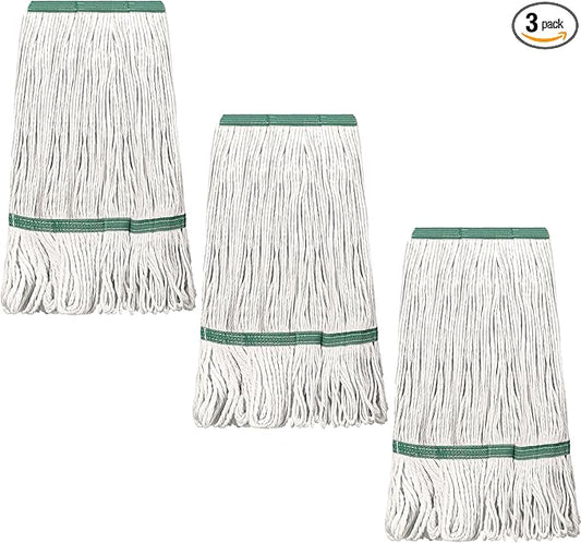 Eccliy 3 Pack Mop Heads Replacement Cotton String Mop Heads Heavy Loop Commercial Refills Replacement Bulk Heavy Duty Wet Refills for Home Industrial Commercial Floor Cleaning