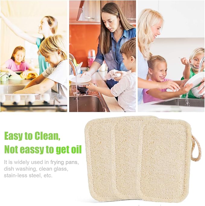 Natural Loofah Kitchen Sponges, 20 PCS Natural Sponge for Dishes, Cleaning, 100% Biodegradable Compostable Vegetable, Eco Friendly Sponges, Non-Scratch, No Odor Scrubber