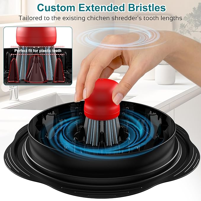 Mini Dish Brush for Cleaning Chicken Shredder, Palm Brush Dish Scrubber with Ergonomic Grip, Kitchen Brush for Washing Dishes, Pans, Pots, Sink, 1 Pack (Red)