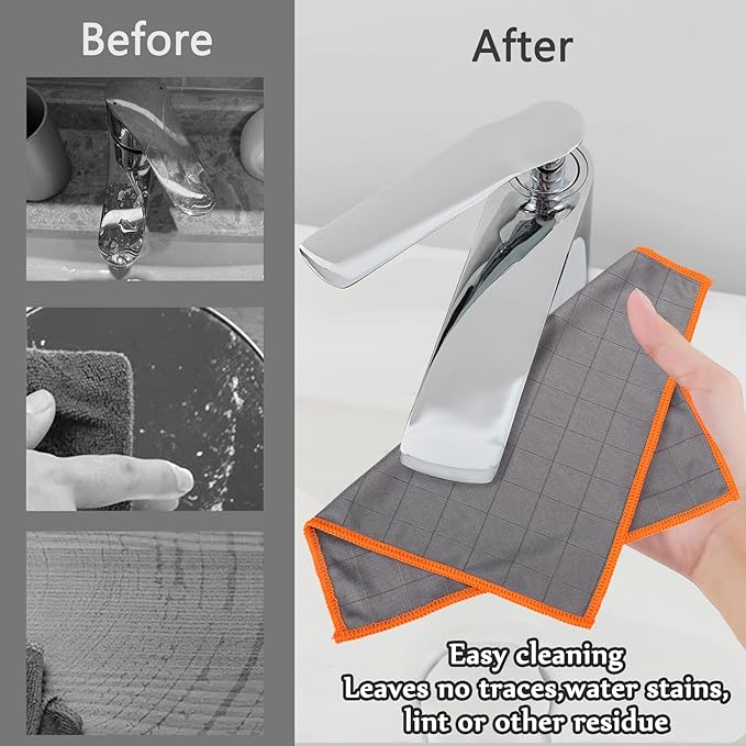 XANGNIER Microfiber Glass Cleaning Cloths,3 Pack Streak Free Miracle Cleaning Cloth,Reusable Lint Free Cleaner Towels for Kitchen,Windows,Mirror,Glasses,Car Windshields,Stainless Steel,11.8"×11.8"