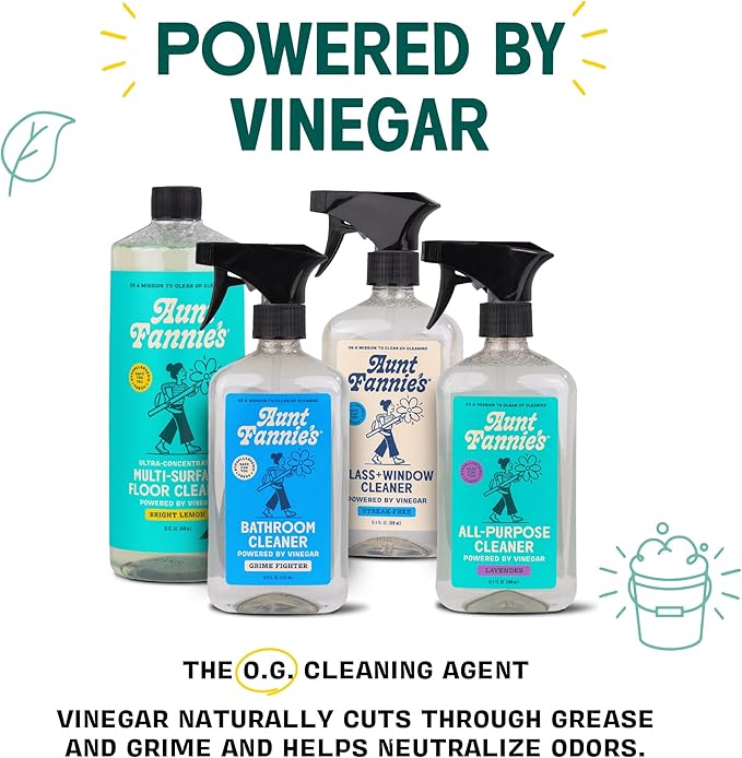 Aunt Fannie's Multi-Surface Vinegar Cleaning Kit: All Purpose Spray, Cleaning Wipes, and Floor Cleaner (Lemon, Cleaning Bundle)