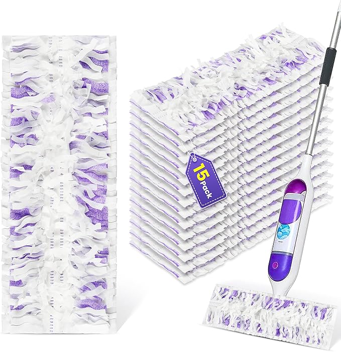 15 Count Disposable Power Mop Refills for PowerMop Multi-Surface Mop, Spray Cleaning Repalcement Pads