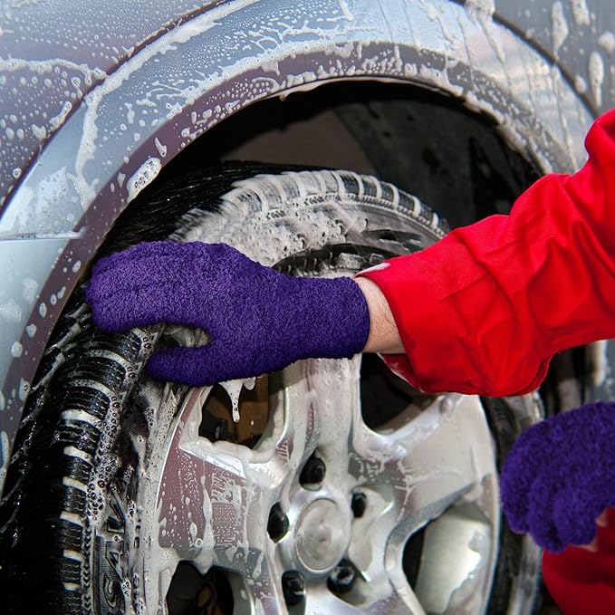 Patelai 3 Pairs Microfiber Plant Dusting Gloves Leaf Cleaning Gloves for Indoor Plants, Blinds, Furniture, House(Medium,Purple, Blue, Rose Red)