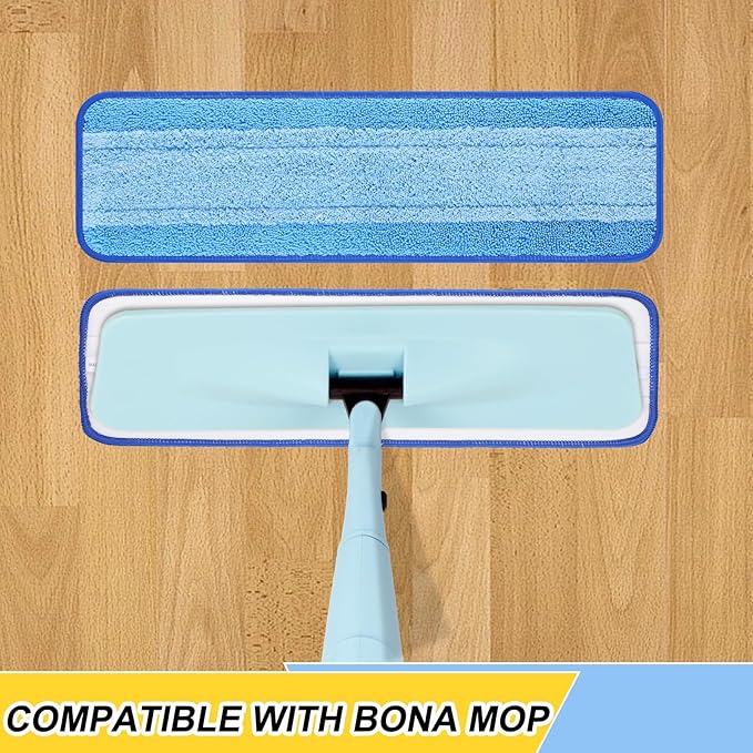 8 Pack 18 inch Reusable Mop Pads Microfiber Spray Mop Replacement Heads for Wet/Dry Mops Compatible with Bona Floor Care System