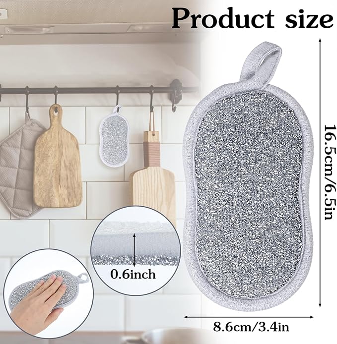 24 PCS Multi Purpose Scrub Sponges Gray Non Scratch Microfiber Sponge Cleaning Dish Scrubber Reusable Dish Sponges for Washing Dishes Along with Heavy Duty Scouring Power