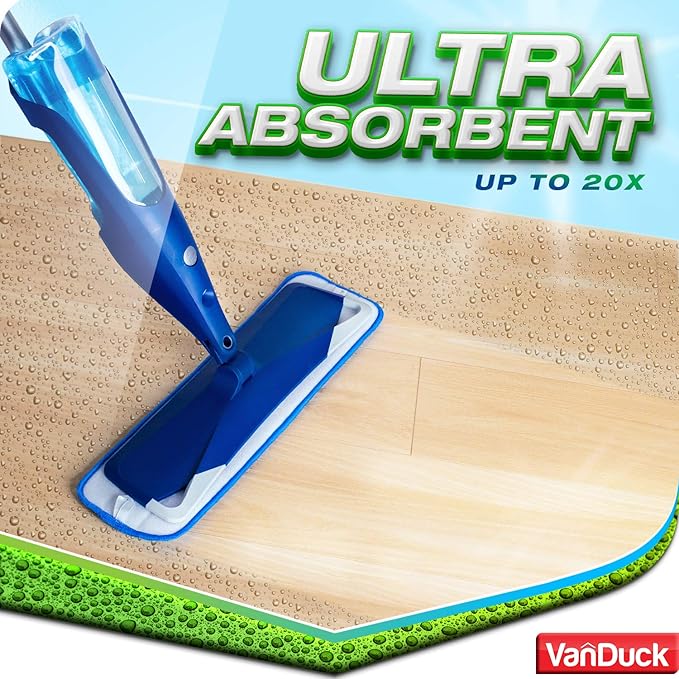 VanDuck Microfiber Cleaning Pads Compatible with Bona Mop (6 Pack) - Microfiber Mop Pads for Hardwood Floor for 18 Inch