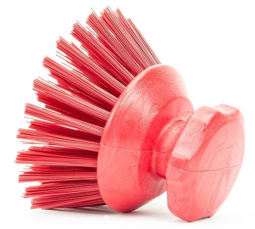 SPARTA 42395EC05 Plastic Scrubber Brush, Round Brush, Dish Scrub Brush With Color Coded For Cleaning, Kitchen, Bathroom, Bathtub, Dishes, Sink, 5 X 5 X 4 Inches, Red