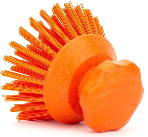 SPARTA 42395EC24 Plastic Scrubber Brush, Round Brush, Dish Scrub Brush With Color Coded For Cleaning, Kitchen, Bathroom, Bathtub, Dishes, Sink, 5 X 5 X 4 Inches, Orange