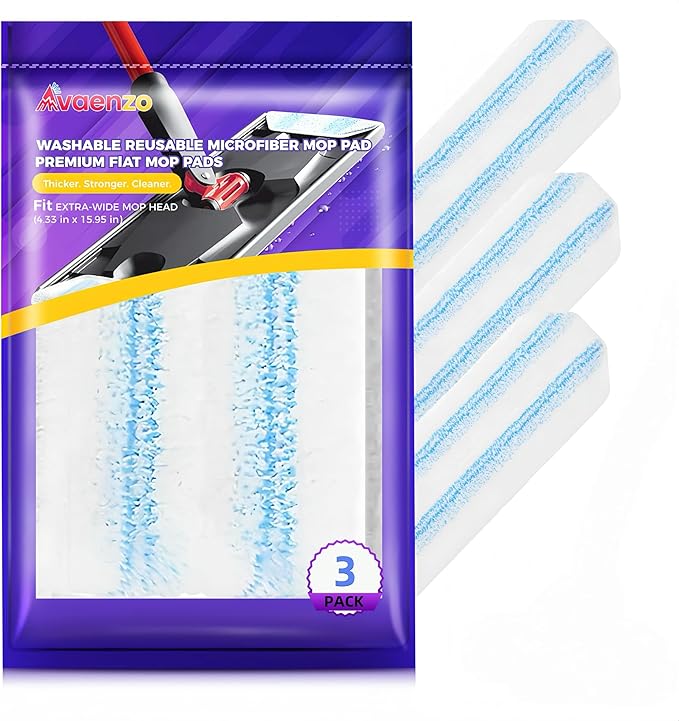 Microfiber Mop Pad Refills-3 Pack Washable Reusable Pads, Fits H2PRO Flat Mop