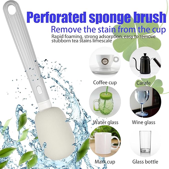 Dish Brush with Handle,4-Pieces Dish Brush Set with Holder,Replaceable Brush Heads Long Handle Kitchen Scrubber,for Pots,Sink,Pans &Bottles.Gray