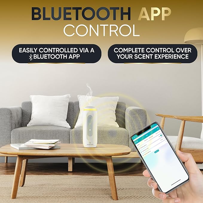 Essential Oil Diffuser (Plug-in) for Homes and Hotels – Bluetooth-Controlled Scent Diffuser for Home & Office, Covers 800 sq. ft. – Plug in Air Fresheners for Home & Office, Room Scent (Black)