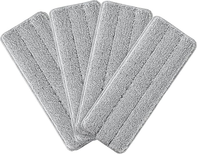 JOYMOOP Flat Mop Pads, Microfiber Mop Cleaning Pads, Washable Pads, Pads Replacement for Flat Mop or Mop Bucket Set, Pack of 4 Refills 13inch - Grey