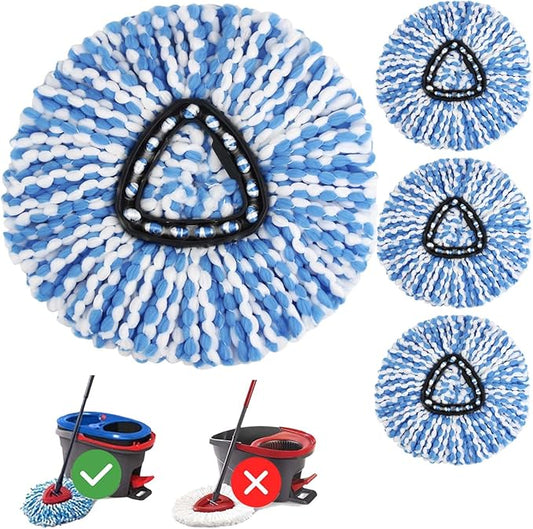 4 Pack Spin Mop Head Replacement for O Cedar RinseClean Spin Mop Refill, Mop Replace Head for Only 2-Tank System, Fluffy Microfiber, Machine Washable