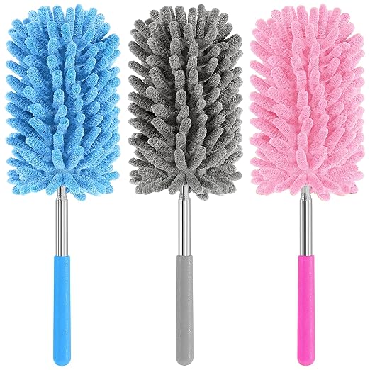 Mini Duster for Cleaning, 360° Bendable Hand Dusters with Extension Pole, Washable Small Duster for Car Interior, Office, Furniture