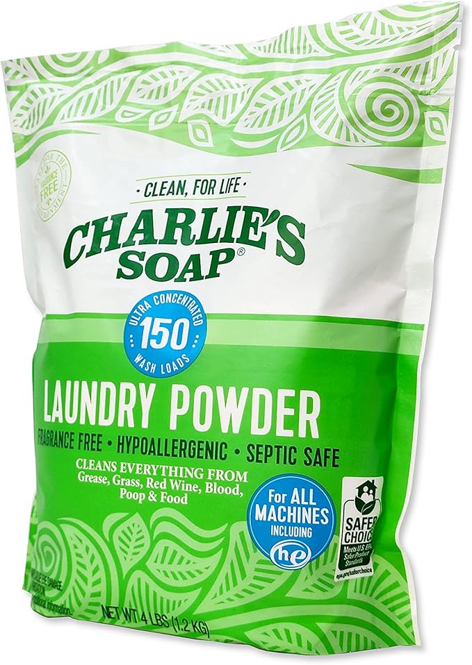 Charlie’s Soap Laundry Powder New (150 Loads, 1 Pack) Fragrance Free Hypoallergenic Plant Based Deep Cleaning Laundry Powder – Biodegradable Eco Friendly Sustainable Laundry Detergent