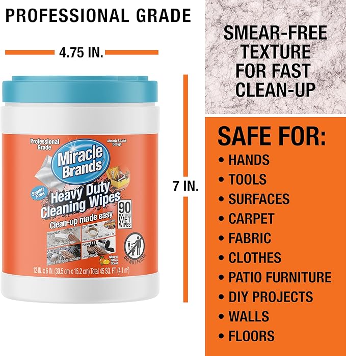 MiracleWipes for Heavy Duty Cleaning (90 Count) - All Purpose Cleaner, Kitchens, Bathrooms, Countertops, Hands, Indoors, Outdoors - Removes Grease, Grime, Crayon, Dirt & More