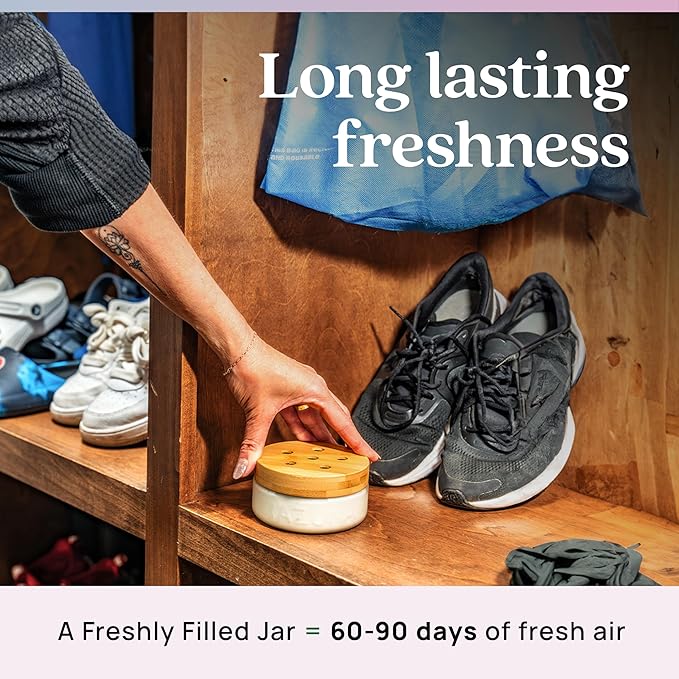 Azuna Air Freshener & Odor Eliminator for Strong Odor | 2 Room Kit Includes (2) 8 oz. Empty Luxe Glass Jars & 12 oz | Refill with Tea Tree Essential Oil Gel | Aromatherapy | Last 60-90 Days