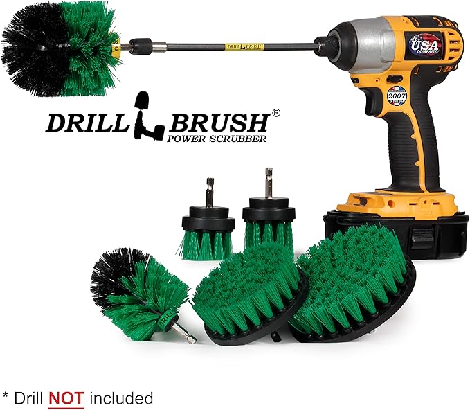 Kitchen Cleaning Supplies - Household Scrubber Set - Kitchen Cleaner Brushes - Oven Scrubbing Tools - Household Cleaning Supplies - Pan and Pot Scrub Brush for Home - Drill Brush Kit to Clean Fridge