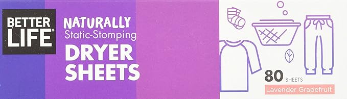Better Life Dryer Sheets, Fabric Softener Sheets for Fresh Laundry, Lavender Grapefruit, 80 Count