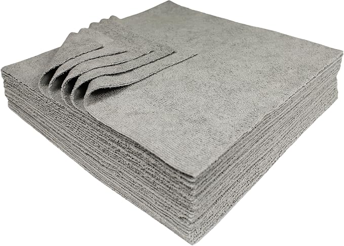 Ultra-Cut Absorbent Microfiber Towels, Silver-Embedded, Lint & Scratch-Free, for Home, Lab, & Dairy Industry Use, 12x12 Inches 25-Pack