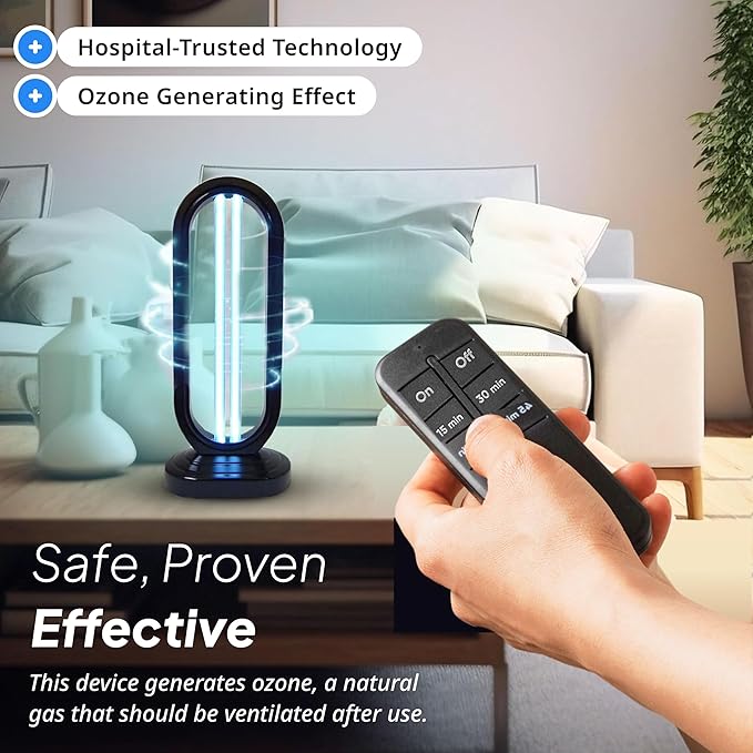 Swissklip HaloUV, Mold Remover, Home Disinfection Device, Dust Mites Remover, UV Light Sanitizer, Ultraviolet Sanitizer for Home, Room & Kitchen, Ultraviolet Light with 4 Speed Timings