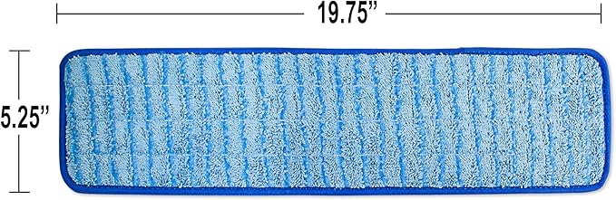 CleanAide Twist Yarn Microfiber Flat Mop Pad with Scrub Strips for 18" Mop Plates, Reusable, Dual-Action Dry & Wet Cleaning for Homes & Offices for Hardwood, Tile, Laminate & Vinyl Floors, Blue