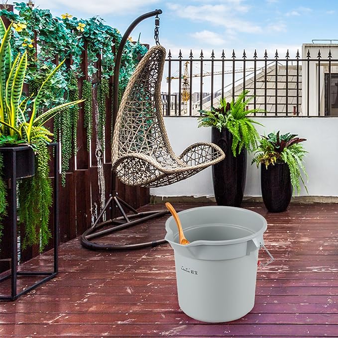 4-Pack 14 Quart Commercial Cleaning Bucket, Plastic Round Utility Pail with Handle, Grey