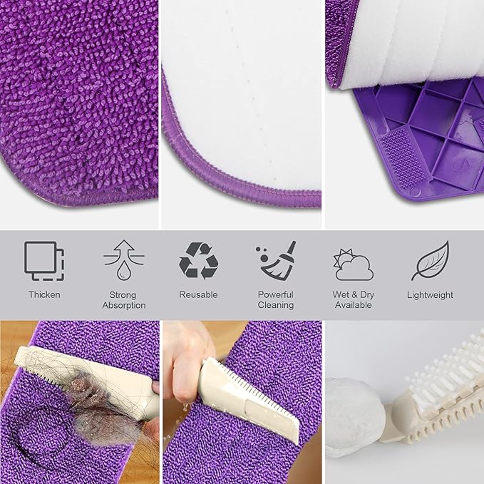 Spray Mop for Floor Cleaning - SEVENMAX Microfiber Floor Mop with 550ML Refillable Bottle 3 Washable Pads Kitchen Dry Wet Flat Dust Mop for Cleaning Hardwood Laminate Wood Ceramic Marble Tile Floors
