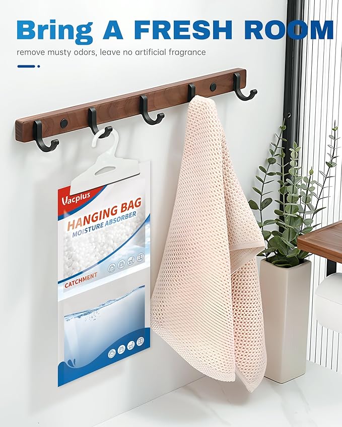 Vacplus Moisture Absorbers Packets, Fragrance Free 20 Pack, Humidity Packs, Dessicant Packets, Hanging Closet Dehumidifier Bags, Odor Eliminator for Bathroom 9.8OZ