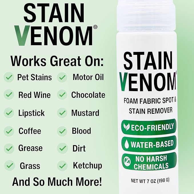 Foam Multi-Use Laundry and Fabric Stain Remover - 7 oz Bottle - Free From PFAAS, PFOS, PFOA, VOC’s, And 1,4 Dioxane- Works On Fresh Pet Stains, Red Wine, Blood, Lipstick, Motor Oil, Coffee