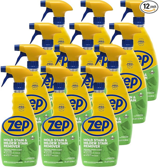 Zep Mold Stain and Mildew Stain Remover - 32 oz (Pack of 12) - ZUMILDEW32 - Experience the Power of our Professional Strength No-Scrub Formula