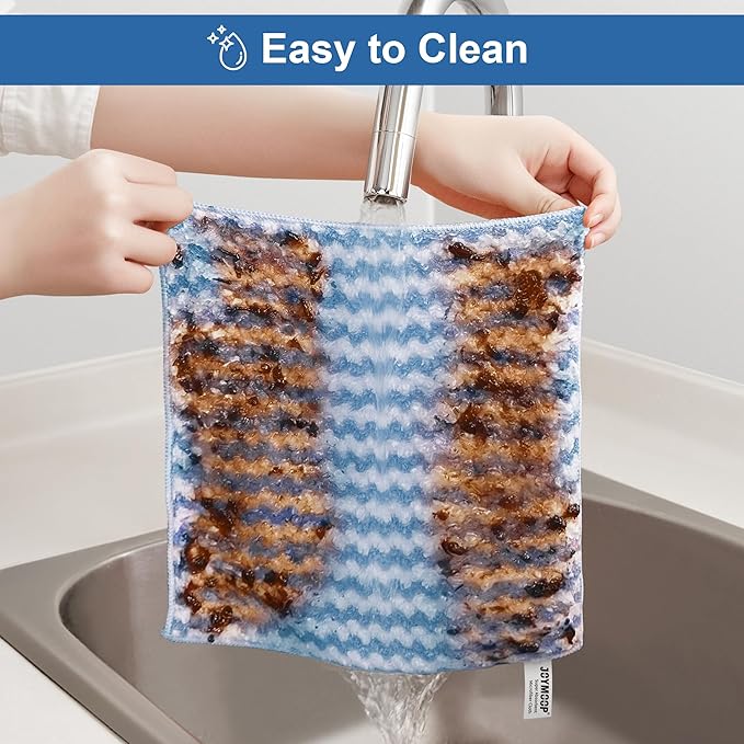 JOYMOOP Microfiber Cleaning Cloths – 18 Pack, 10" x 10", Blue – Reusable, Lint-Free, Super Absorbent Towels for Kitchen, Car, and Household Cleaning