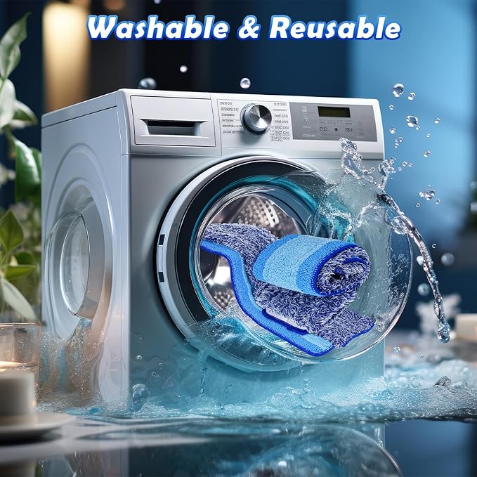 6 Pack Microfiber Cleaning Pads for Mop Hardwood Floor Cleaner Mop Replacement,Deep Microfiber Cleaning Pad Dusting Pad Wet Mop Dry Dust Mop Cleaner (Blue)