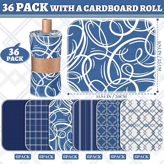36 Pack Reusable Cleaning Cloths Washable Cotton Kitchen Towels for Home