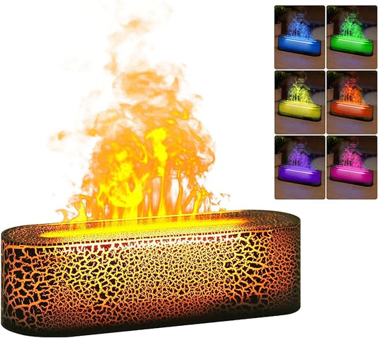 Essential Oil Air Diffuser Flame Colorful Water Vapor Fire Fireplace Humidifier for Aromatherapy Aroma Machine for Room Bedroom