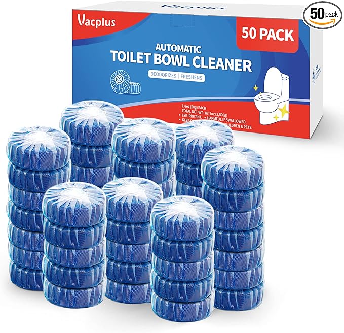 Vacplus Automatic Toilet Bowl Cleaner Tablets, Bathroom Toilet Tank Cleaner (50 PACK), VA-T165