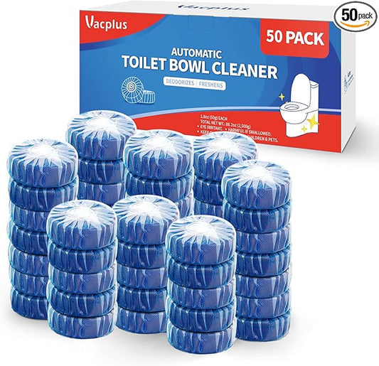 Vacplus Automatic Toilet Bowl Cleaner Tablets, Bathroom Toilet Tank Cleaner (50 PACK), VA-T165