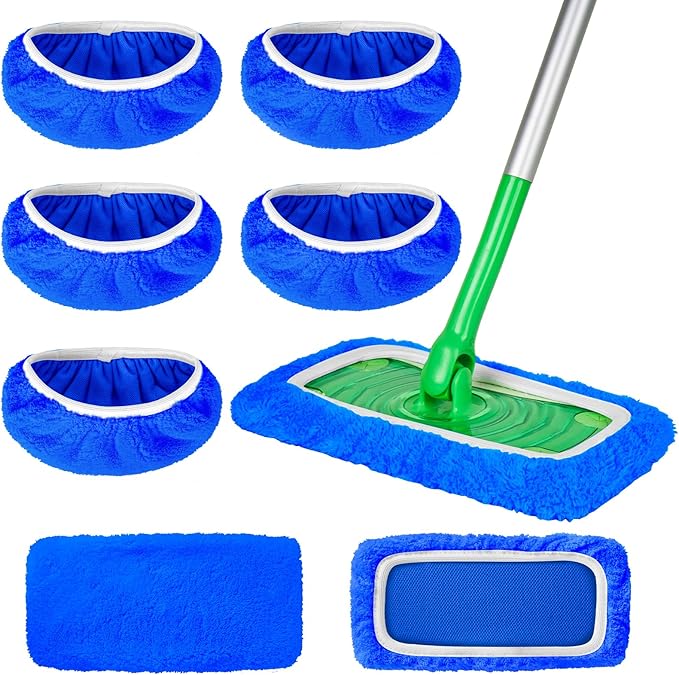 5 Pack Reusable Microfiber Mop Pads Compatible with Swiffer Sweeper Mop, Wet and Dry Flat mop Cover, Washable Mop Pads for Surface/Hardwood Floor Cleaning (Mop is Not Included)
