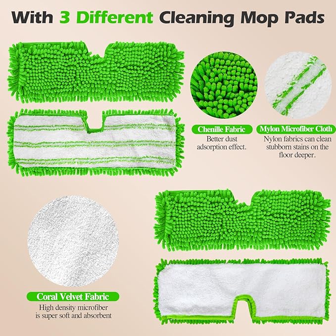 MASTERTOP Microfiber Mops for Floor Cleaning, Double-Sided Dust Mop with 4 Reusable & Washable Mop Pads, Wet Dry Flat Mop with Extension Stainless Steel Handle for Hardwood, Vinyl, Laminate