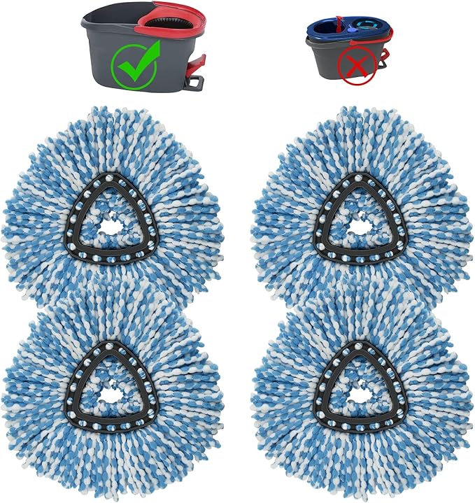 4 Pack Mop Head Replacement Compatiable with Oceda EasyWring,Mop Refill Replace Head for EasyWring Spin Mop 1 Tank systerm - Microfiber, Easy to Replace,Deep Floor Cleaning and Machine Washable