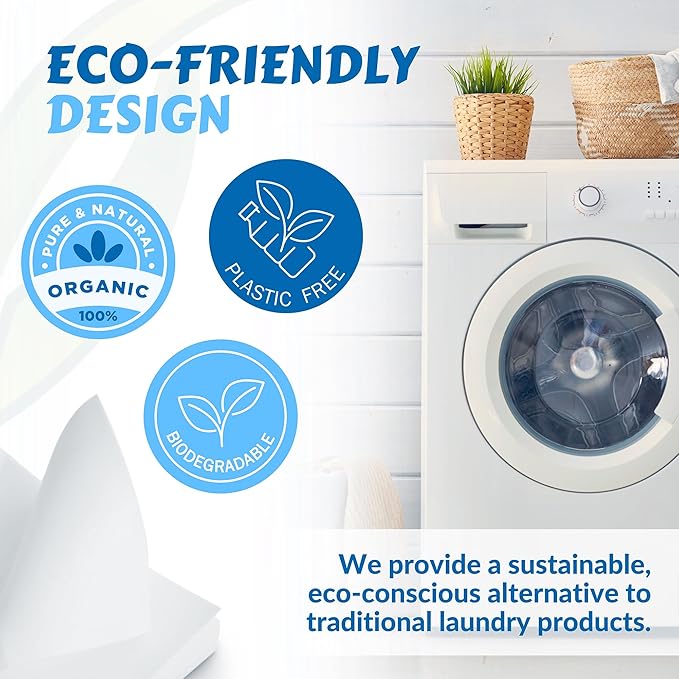 Premium Laundry Detergent Sheets Unscented - 100 Load Eco-Friendly Laundry Strips - Hypoallergenic, Zero-Waste, Plastic-Free - Ideal for Apartments, Dorms, Travel 50ct.