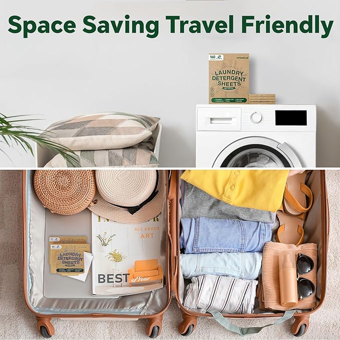 Laundry Detergent Sheets Fresh Scent, Eco-Friendly, Powerful Cleaning, Up to 160 Loads (80 Sheets), Hypoallergenic Laundry Soap for Travel and Home Washing