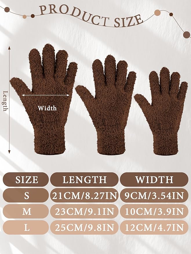 Patelai 3 Pairs Microfiber Plant Dusting Gloves Leaf Cleaning Gloves for Indoor Plants, Blinds, Furniture, House(Medium,Black, Brown, Dark Brown)