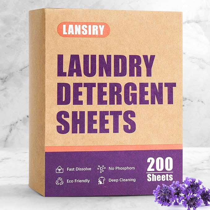 Laundry Detergent Sheets - 200 Loads, Lavender Scent, Compact, Lightweight, Eco-Friendly, Hypoallergenic, Portable, Save Space and Travel