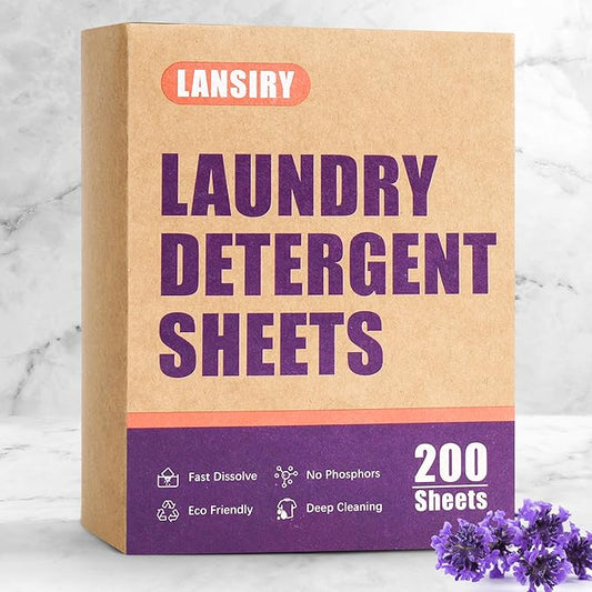 Laundry Detergent Sheets - 200 Loads, Lavender Scent, Compact, Lightweight, Eco-Friendly, Hypoallergenic, Portable, Save Space and Travel