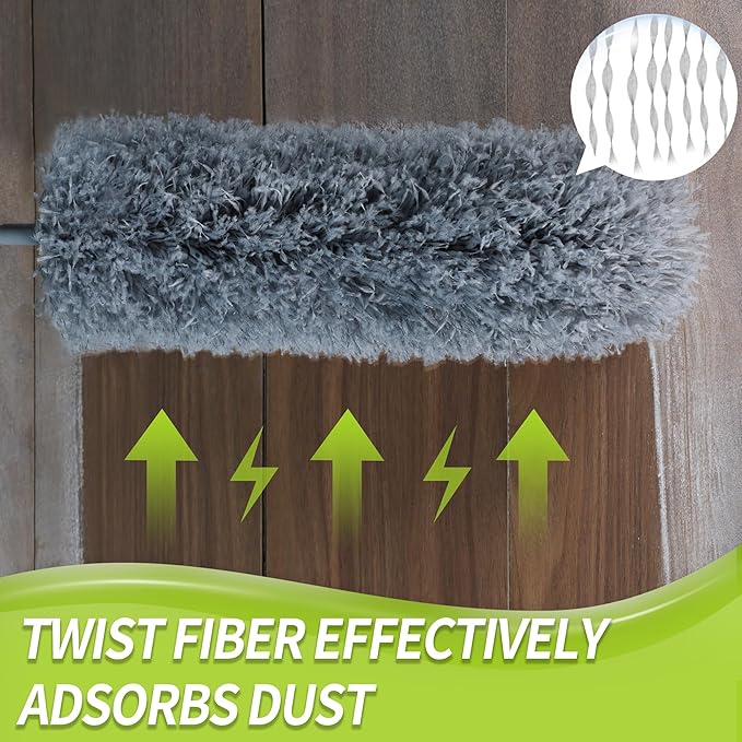 Cobweb Duster with Extension Pole, Spider Web Brush & Ceiling Cleaning Kit, 100" Microfiber Feather Duster Cleaner with Washable Head for Ceiling Fan, Furniture, Home