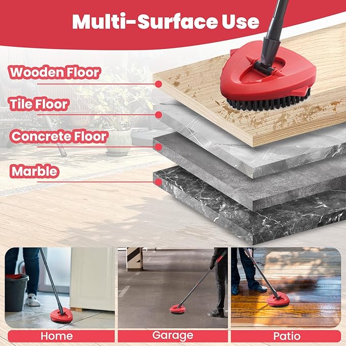 2 Pack Scrub Brush Attachment Compatible with O Cedar EasyWring Microfiber Spin Mop 1 Tank System, Upgraded Floor Scrubber Mop Replace Head, More Bristles Brush Heads for Kitchen, Deck and Bathroom